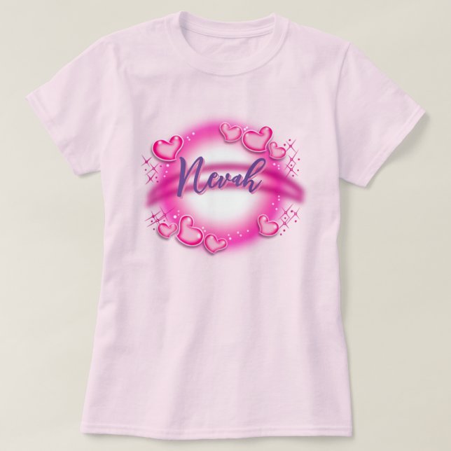 Nom de l'aérographe customisé - T-shirt rose (Design devant)
