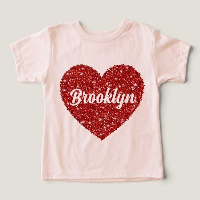 Nom de l'enfant Saint-Valentin Coeur rouge (Design Recto)