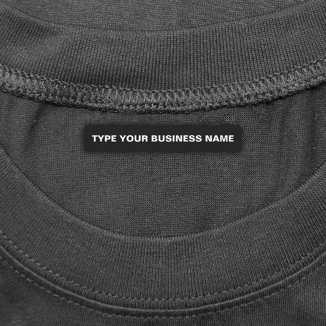 Nom de l'entreprise sur le Étiquette du rectangle  (Black rectangle iron on label with your business name)