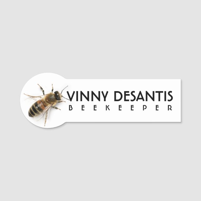 NOM DE L'OEUVRE BADGE avec abeille de miel photo (Devant)