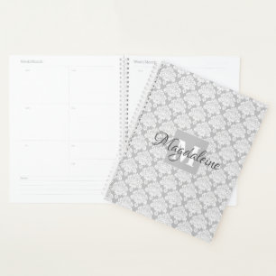 Nom de l'organisme Feminine Grey & White Damask Mo