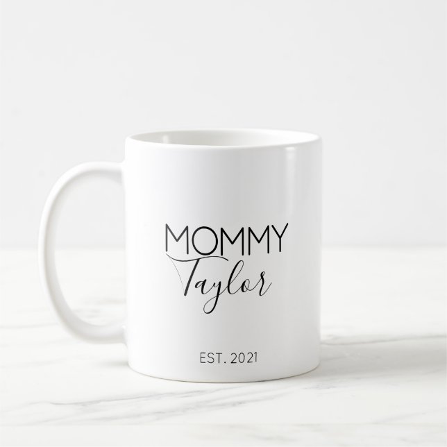 Nom de maman Grossesse Faire-part Cadeau Café Mug (Gauche)