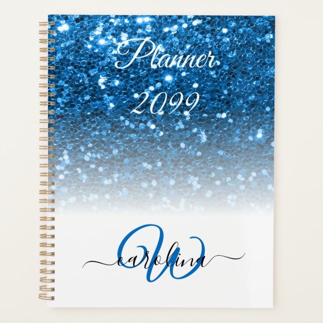 Nom de monogramme de parties scintillant bleu girl (Devant)