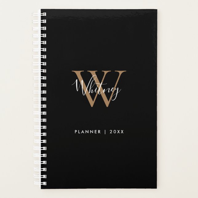 Nom de monogramme de script Or Noir Moderne 2023 (Devant)