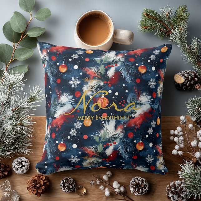 Nom de Noël personnalisé Coussin avec citation art (Créateur téléchargé)