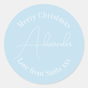 Nom de Noël personnalisé étiquette cadeau Sky Blue