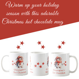 Nom de Noël pingouin rouge chocolat chaud tasse