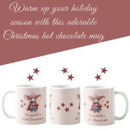 Nom de Noël souris rose chocolat chaud tasse