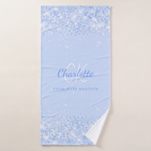 Nom de parties scintillant bleu clair monogramme é