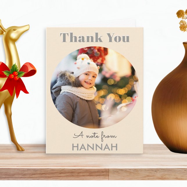 Nom de photo personnalisé Simple Noël Merci (An elegant Thank You card for appreciation of a Christmas gift, with personalised photo and name)