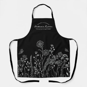 Nom de script élégant Joli motif floral Tablier