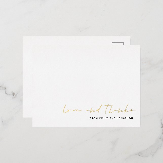 Nom de script Mariage Love Thanks Real Foil Carte  (Recto/Verso)