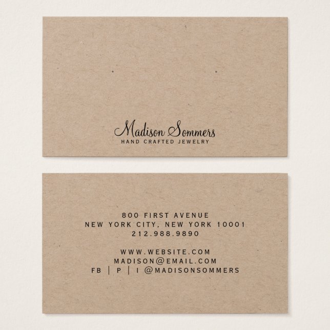 Nom de script simple Kraft Earring Cartes d'affich (Devant & derrière)