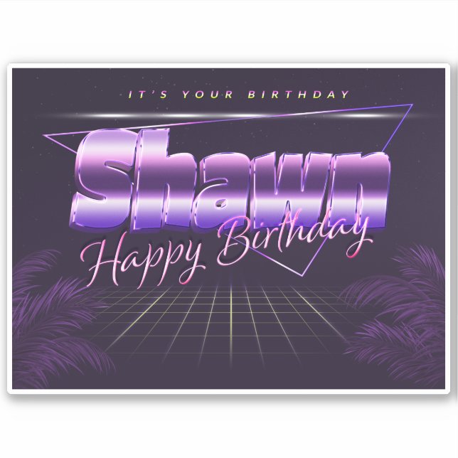 Nom de Shawn Prénom lila retro Sticker (Devant)