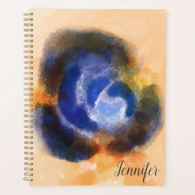 Nom de signature personnalisé Aquarelle bleue Flor (Devant)