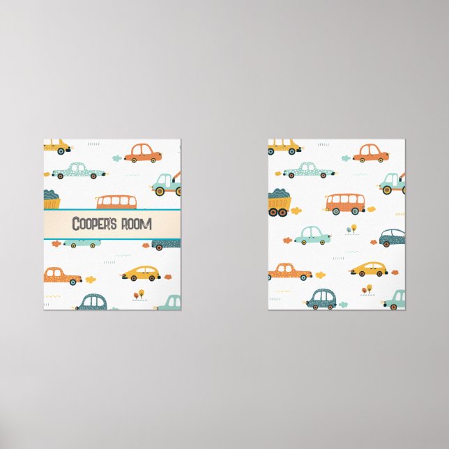 Nom de voiture personnalisé pastel bleu et orange (Recto)