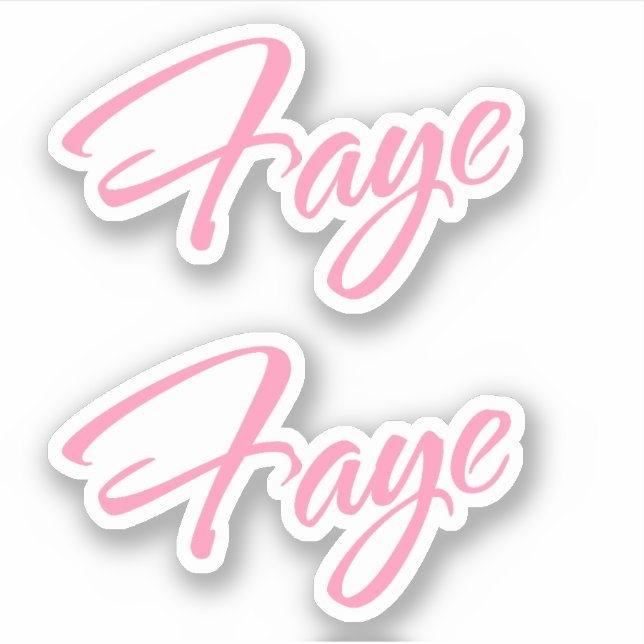 Nom décoratif Faye en Sticker rose x2 (Devant)