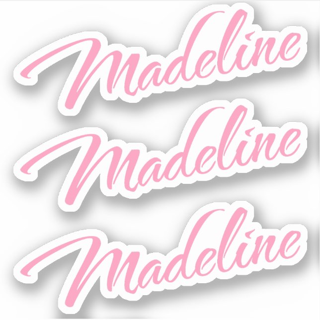 Nom décoratif Madeline en Sticker rose x3 (Devant)