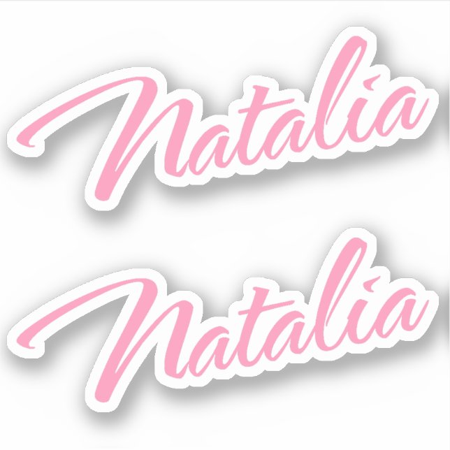 Nom décoratif Natalia en Sticker rose x2 (Devant)
