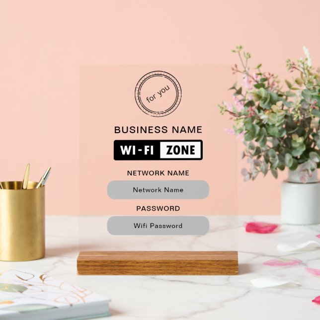 Nom d'entreprise personnalisé Détails et logo Wifi (Mariage)
