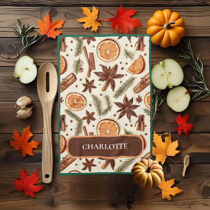 Nom d'épice d'automne personnalisé Serviette de cu