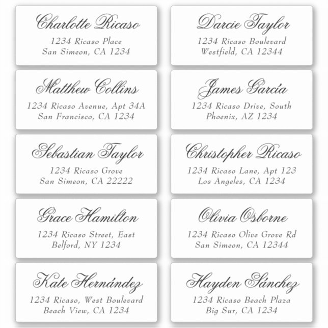 Nom des invités Adresse Étiquette d'expédition per (Devant)