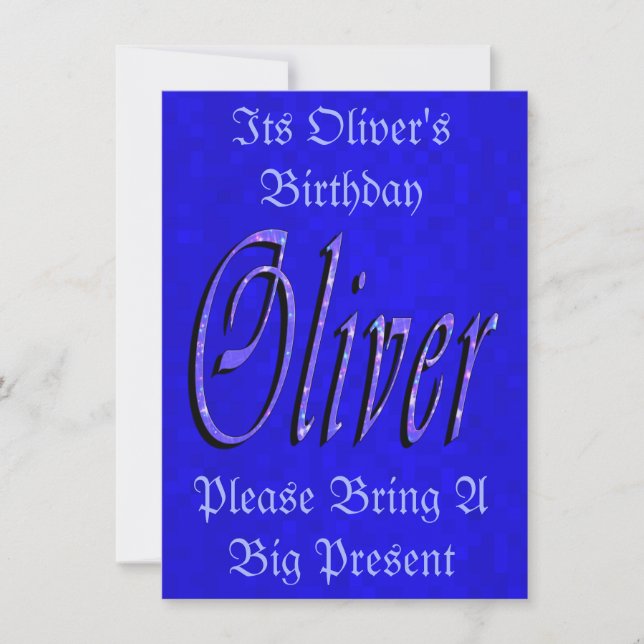 Nom d'Oliver, Logo Invitation d'anniversaire. (Devant)