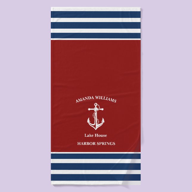 Nom du bateau Ancre Ensemble de serviettes de bain (Serviette de bain)