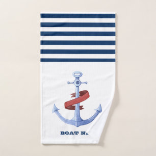Nom du bateau, Blue Anchor Bleu marine et blanc r
