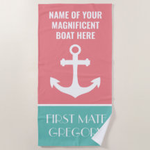 Nom du bateau d'Ancre Serviette de plage nautique 