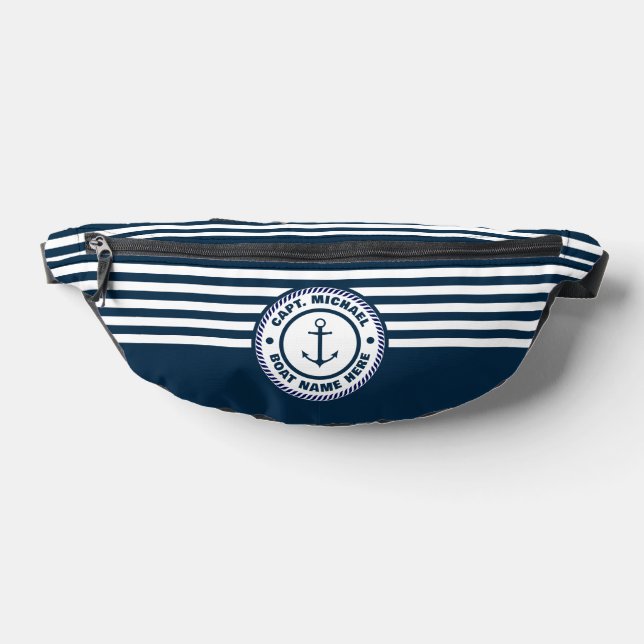 Nom du bateau du capitaine Ancre marine Bleu blanc (Poser)