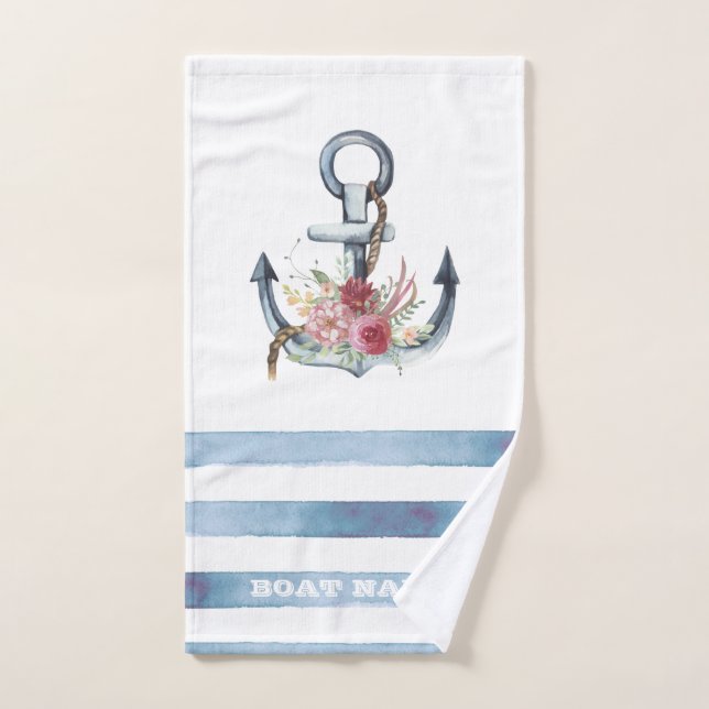 Nom du bateau nautique, Fleurs d'Ancres (Serviette à main)