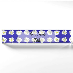 Nom du bureau personnalisé Plaque Bleu Daisy