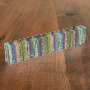 Nom du bureau Plaques en bois bleu et vert