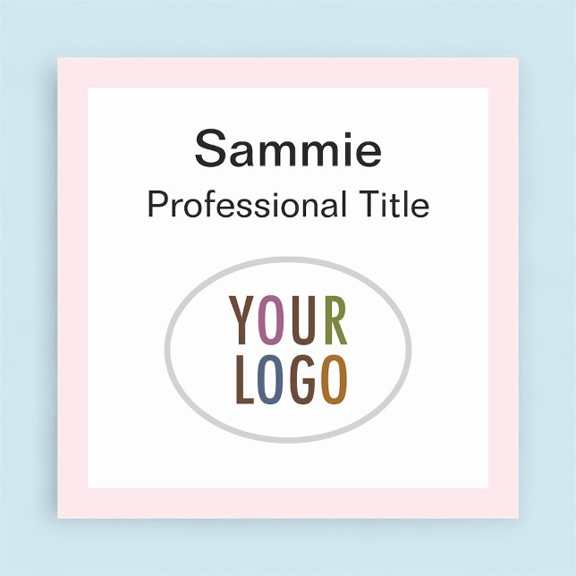 Nom du Carré rose Balise Logo de badge Magnétique  (MISOOK Light Pink Border Square Nametag with Logo)