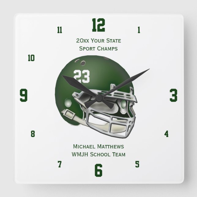 Nom du casque de football vert et horloge de l'éco (Recto)