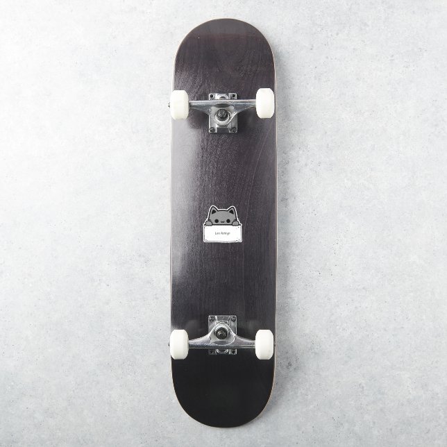 Nom du chat gris mou personnalisé Étiquette Die-Cu (Skateboard)