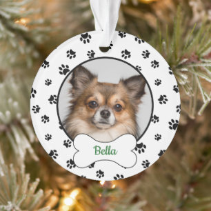 Nom du chien mignon Année Os Noir Empreintes de pa