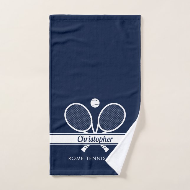 Nom du club de tennis personnalisé Marine Blue (Serviette à main)
