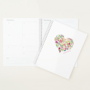 Nom du coeur floral Aquarelle rose Aimer Art