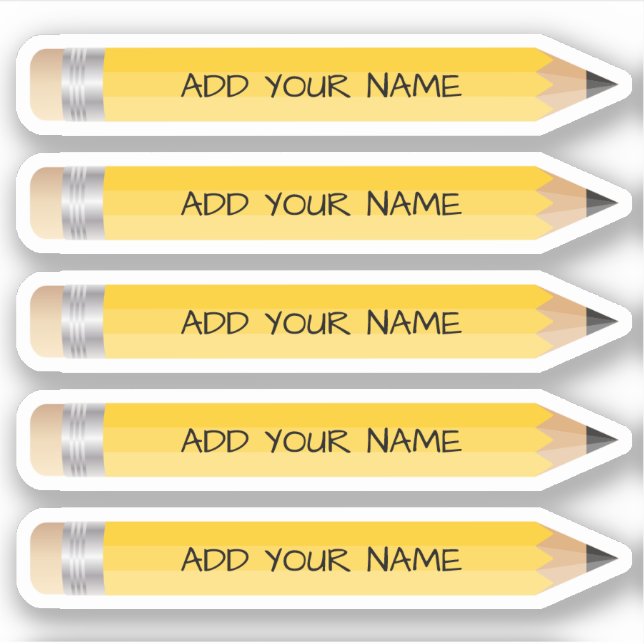 Nom du crayon jaune mignon Sticker en vinyle coupé (Devant)