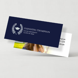 Nom du diplômé Carte Photo Elégant Marine Bleu Bla