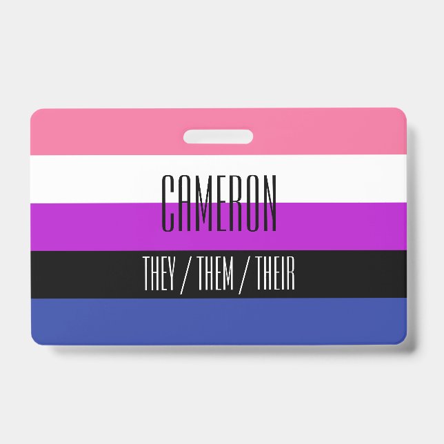 Nom du drapeau genderfluid / Badge de pronoms (Avant)