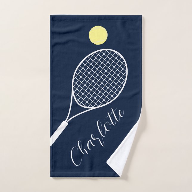 Nom du joueur de script élégant Club de tennis (Serviette à main)