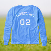 Nom du joueur Jersey Nombre Boys Bleu Long Manche