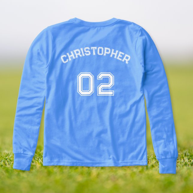 Nom du joueur Jersey Nombre Boys Bleu Long Manche (Player Name Jersey Number Boys Blue Long Sleeve Tri-Blend Shirts)