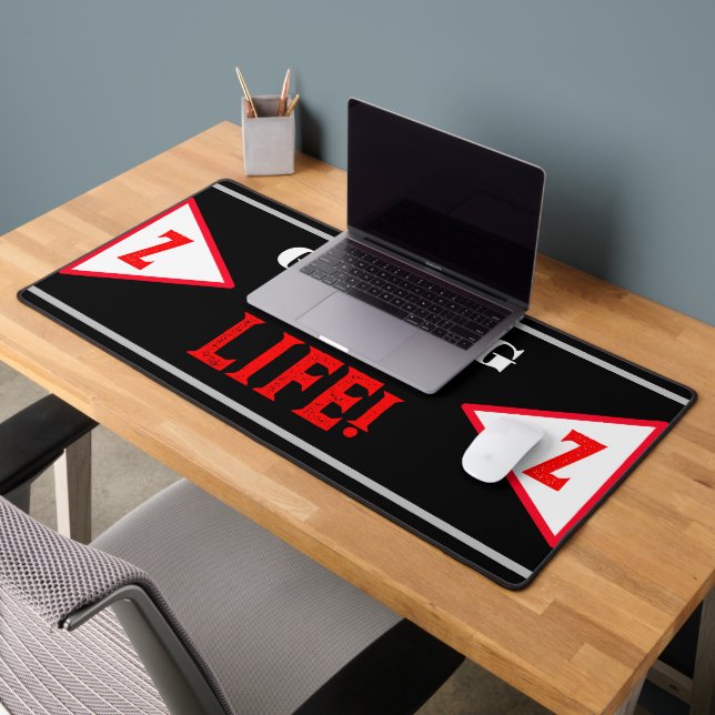 Nom du joueur Monogramme rouge noir géométrique (Bureau 2)