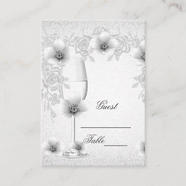 Nom du mariage Placer les cartes Blancs Rose argen (Devant)