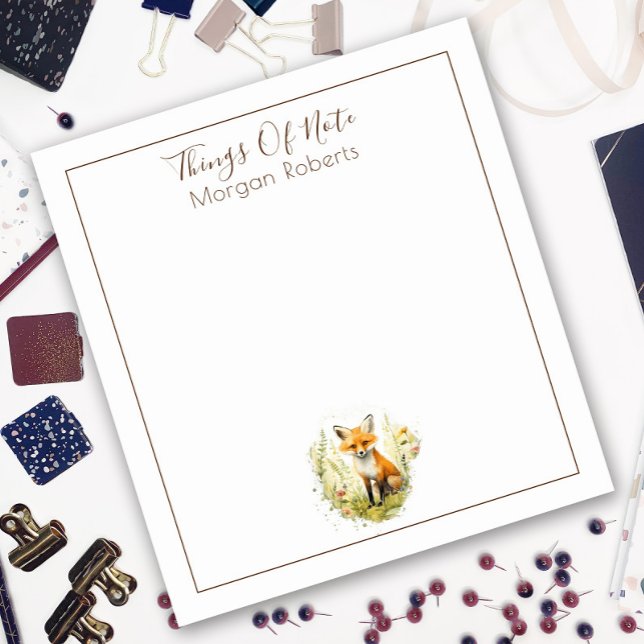 Nom du menu Aquarelle personnalisée Bloc-notes Fox (Créateur téléchargé)