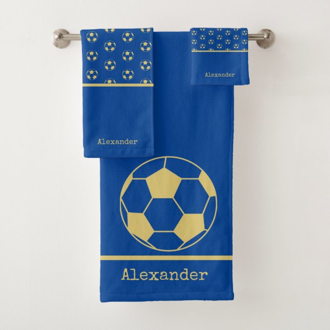Nom du monogramme Football Football Gold Blue (En situation)